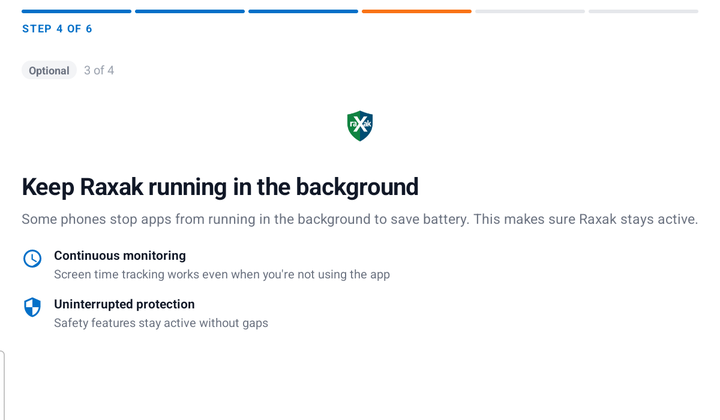 Keep Raxak running in the background battery step